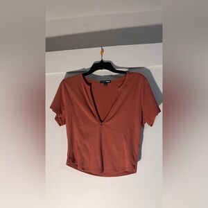 Fashion Nova Women's Short Sleeve Top in Terracotta